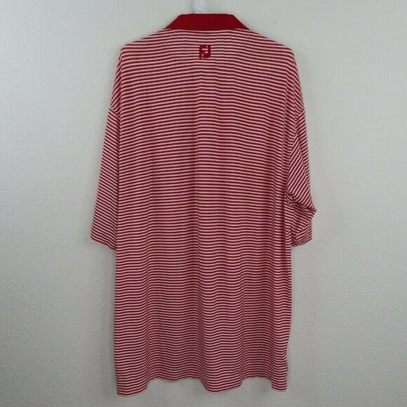 Footjoy Mens XL Ridgeway Country Club Prodry Lisle Red Striped Golf Polo Shirt - Picture 5 of 9